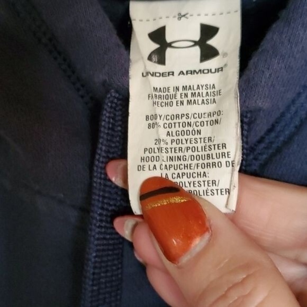Under Armour Loose Vibrant Logo Blue & Yellow Sz. S/P Hoodie with Pockets - Picture 6 of 10